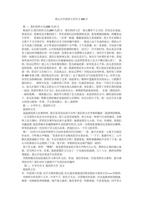 我心目中的班主任作文800字