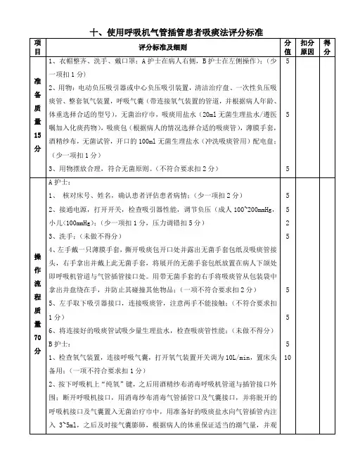 使用呼吸机气管插管患者吸痰技术