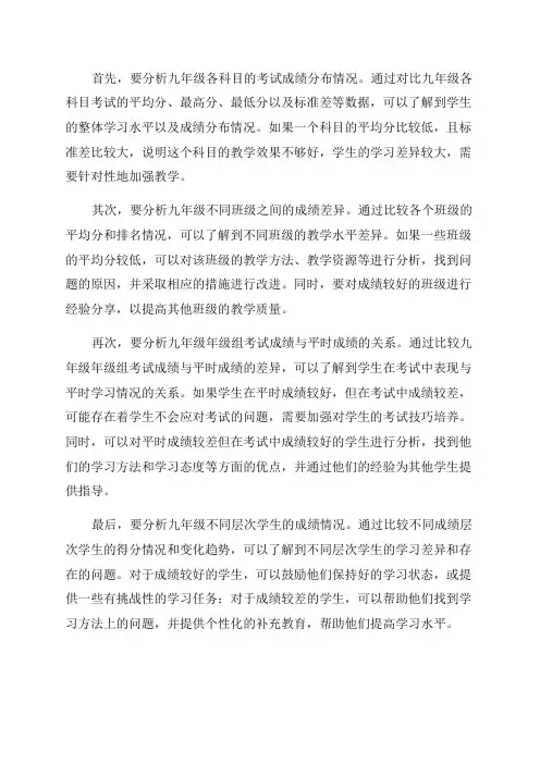 九年级年级组考质量分析