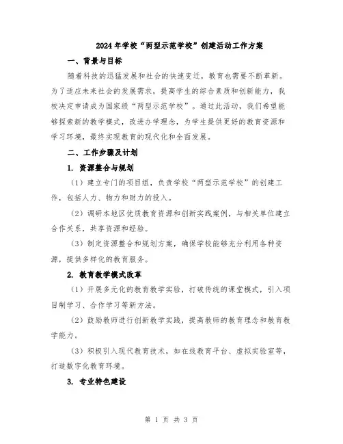 2024年学校“两型示范学校”创建活动工作方案