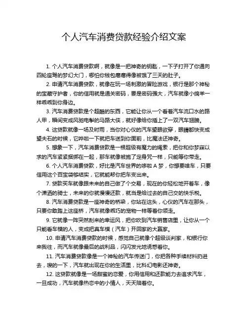 个人汽车消费贷款经验介绍文案
