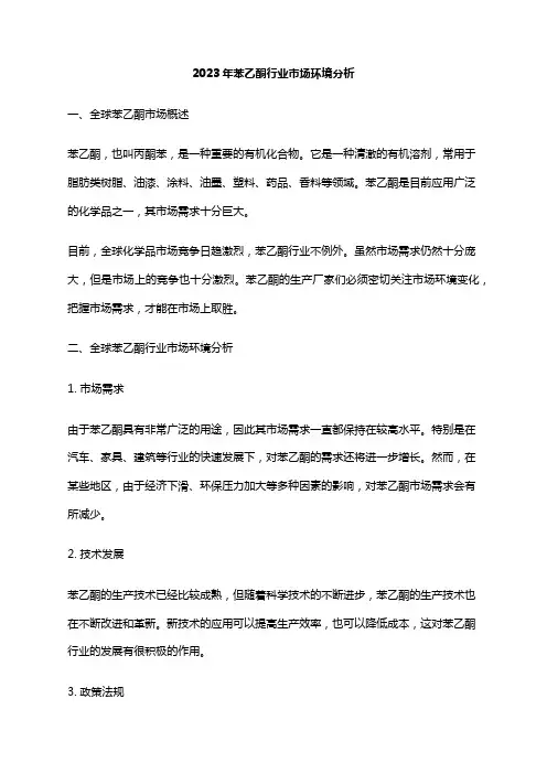 2023年苯乙酮行业市场环境分析
