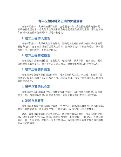 青年应如何树立正确的价值观呢
