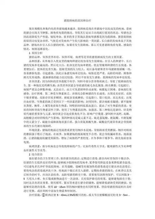 猪肢蹄病的原因和治疗