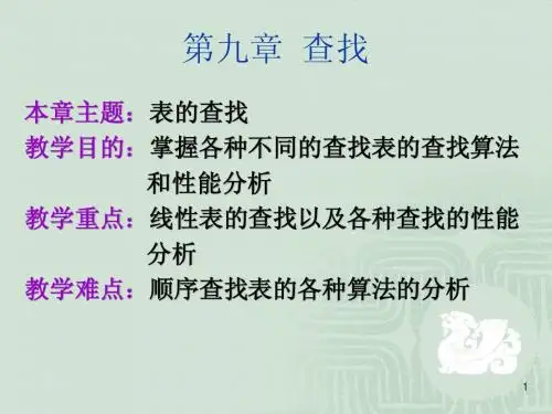 数据结构第九章：查找
