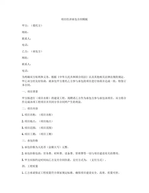 项目经济承包合同模板