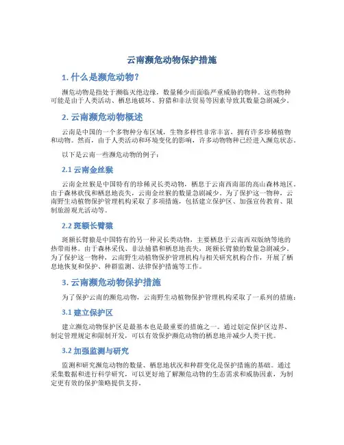 云南濒危动物保护措施