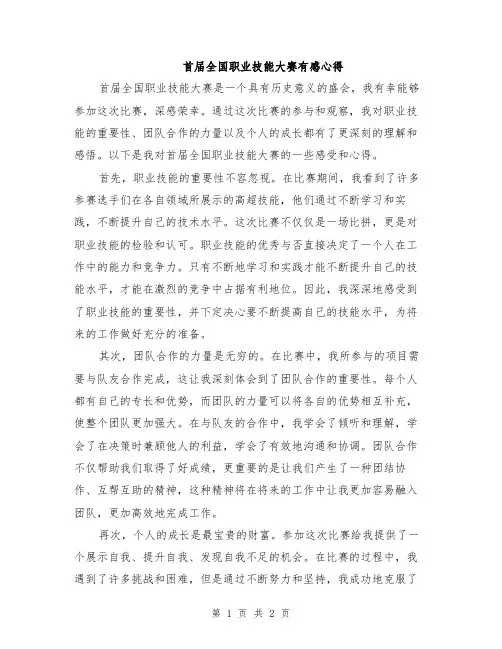 首届全国职业技能大赛有感心得