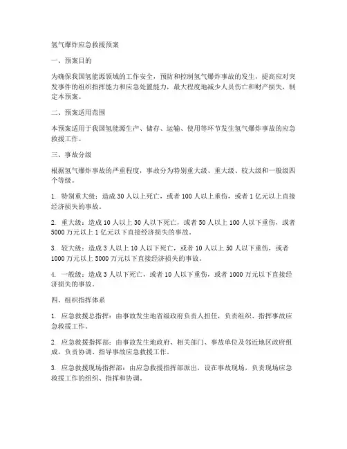 氢气爆炸应急救援预案