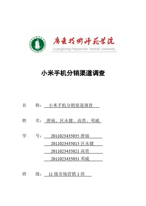 小米分销渠道调查word版本