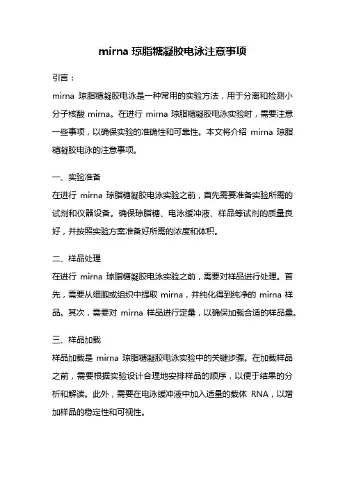 mirna琼脂糖凝胶电泳注意事项