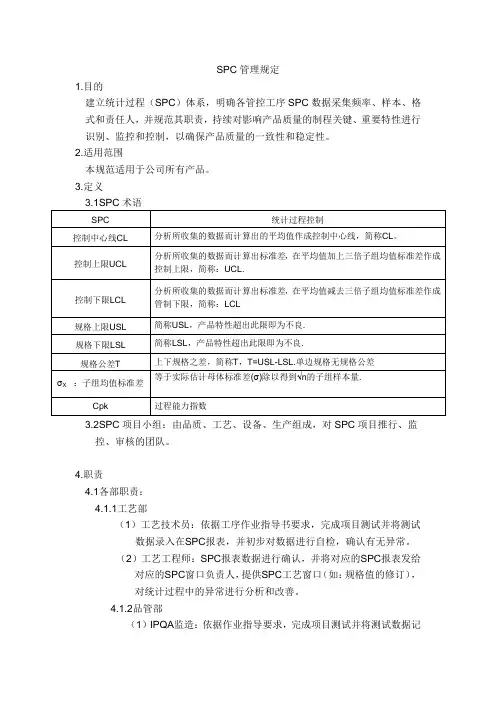 SPC管理规定