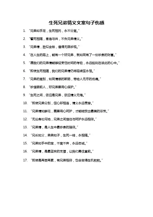生死兄弟情义文案句子伤感