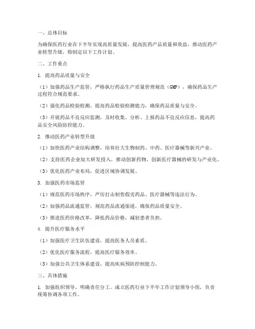 医药行业下半年工作计划