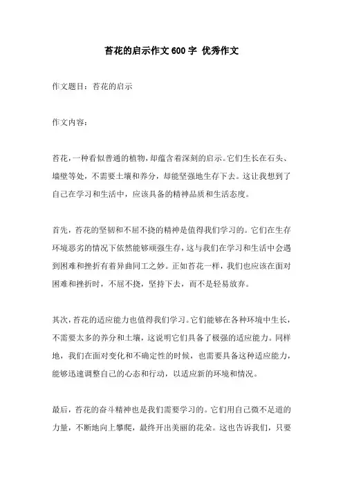 苔花的启示作文600字 优秀作文