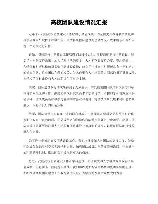 高校团队建设情况汇报