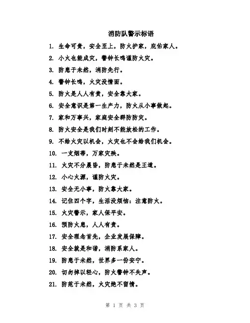 消防队警示标语