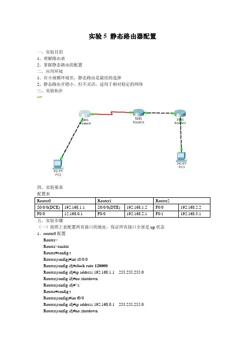 实验5 静态路由器配置