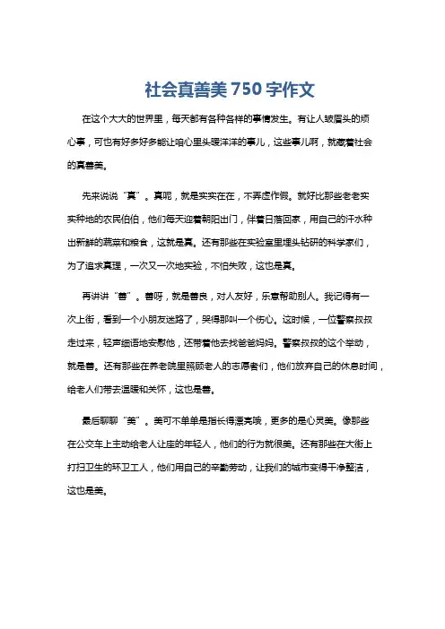 社会真善美750字作文