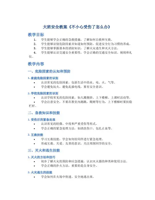 大班安全教案《不小心受伤了怎么办》