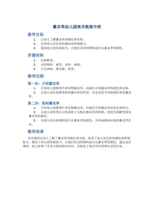 薰衣草幼儿园美术教案中班