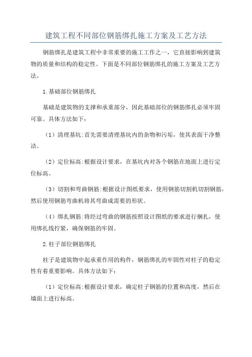 建筑工程不同部位钢筋绑扎施工方案及工艺方法