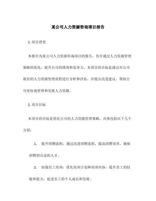 某公司人力资源咨询项目报告