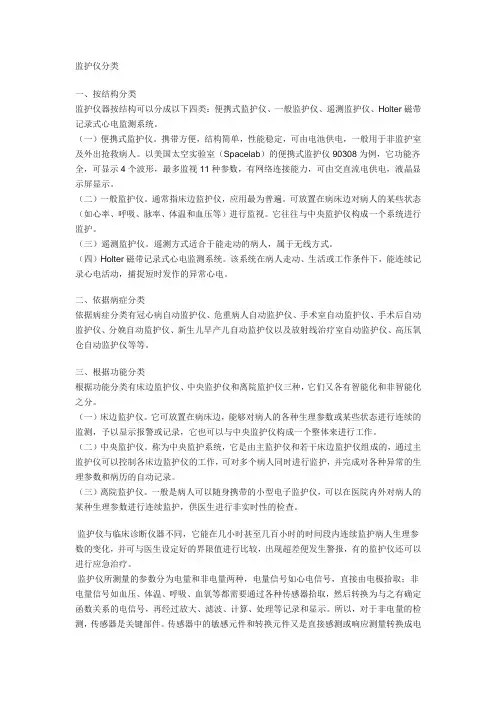 监护仪分类