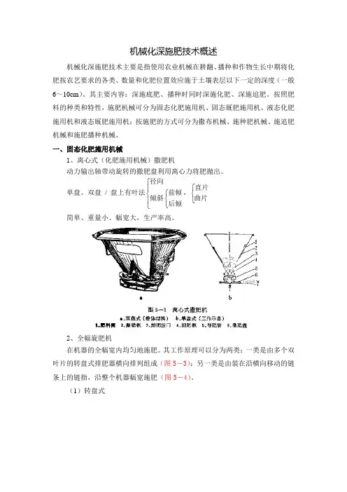 机械化深施肥概述