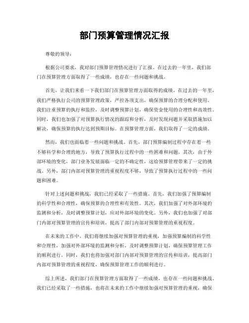 部门预算管理情况汇报