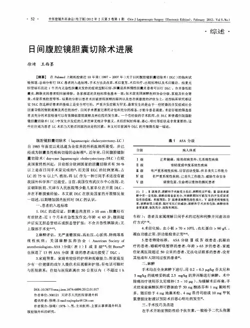 日间腹腔镜胆囊切除术进展
