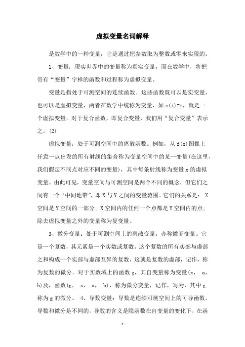 虚拟变量名词解释