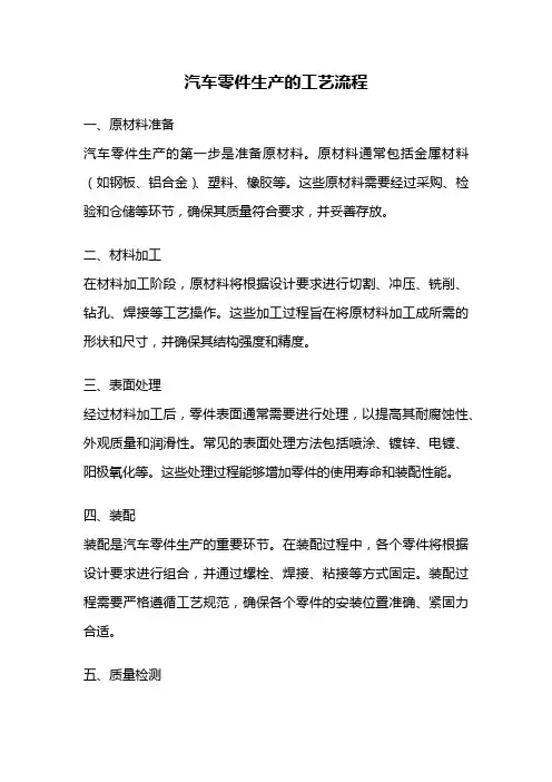 汽车零件生产的工艺流程