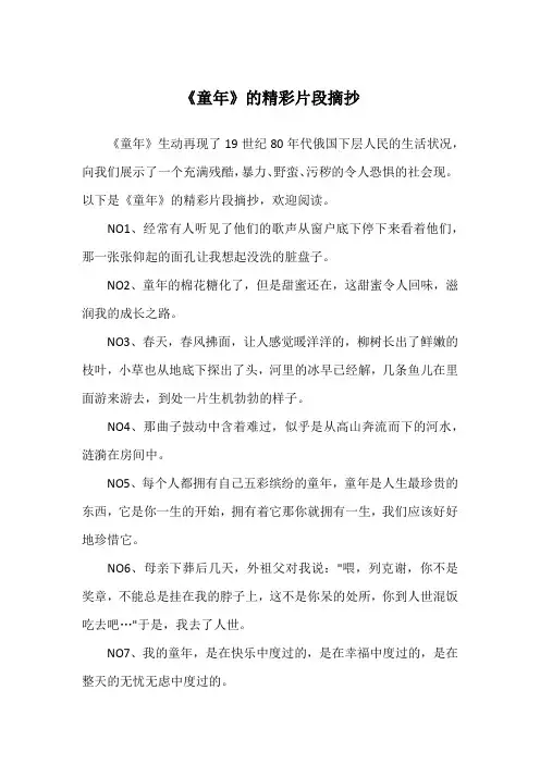 《童年》的精彩片段摘抄