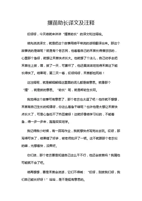 揠苗助长译文及注释