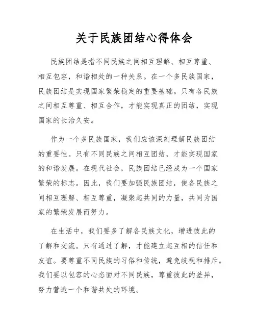 关于民族团结心得体会
