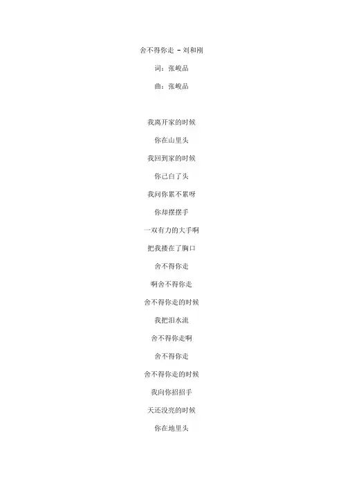 舍不得你走文本歌词
