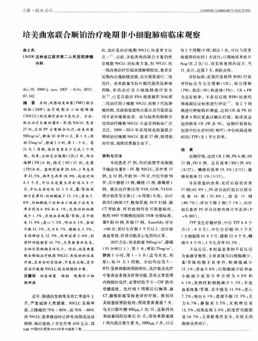 培美曲塞联合顺铂治疗晚期非小细胞肺癌临床观察