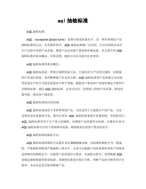aql抽检标准