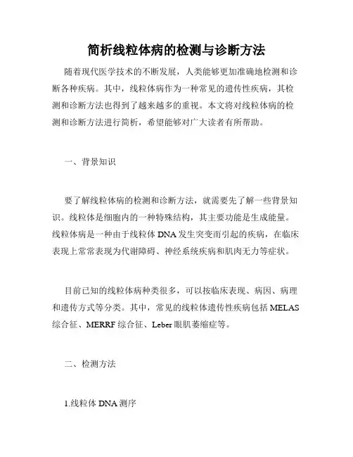 简析线粒体病的检测与诊断方法