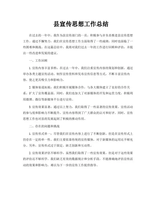 县宣传思想工作总结