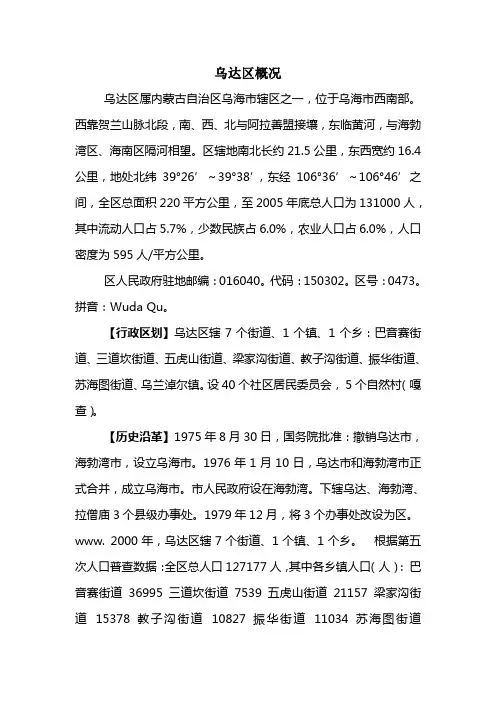 乌达区概况