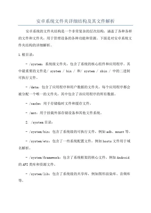安卓系统文件夹详细结构及其文件解析