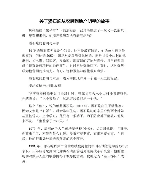 关于潘石屹从农民到地产明星的故事