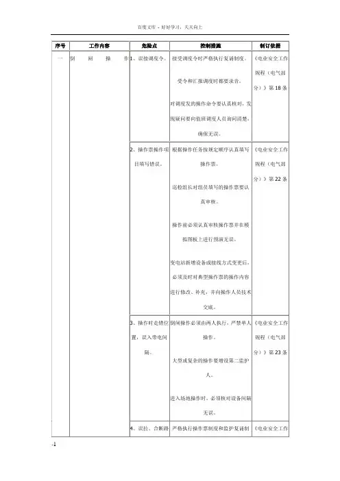 危险点分析及其控制措施