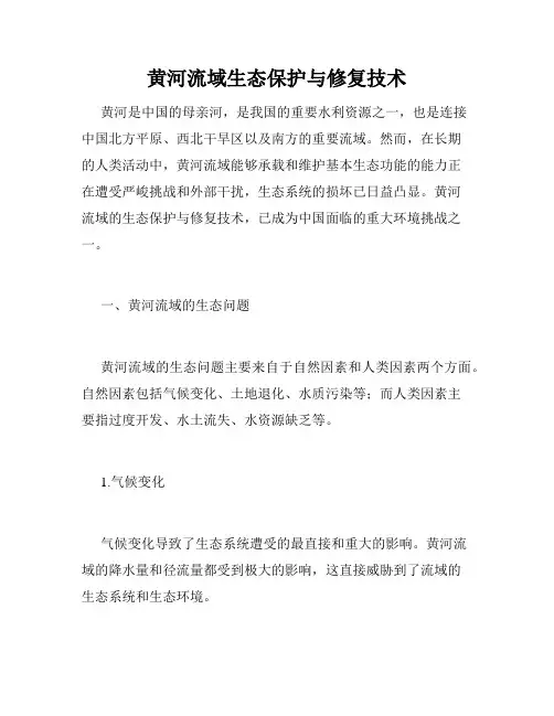 黄河流域生态保护与修复技术