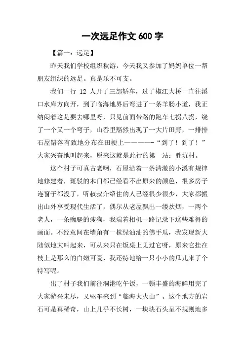 一次远足作文600字
