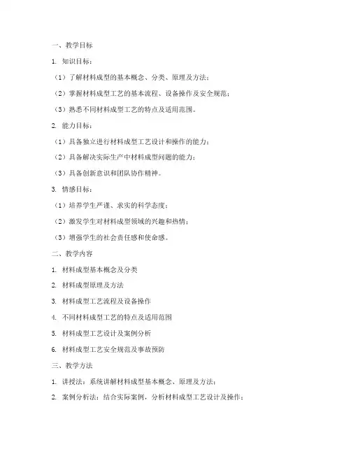 材料成型教学设计方案