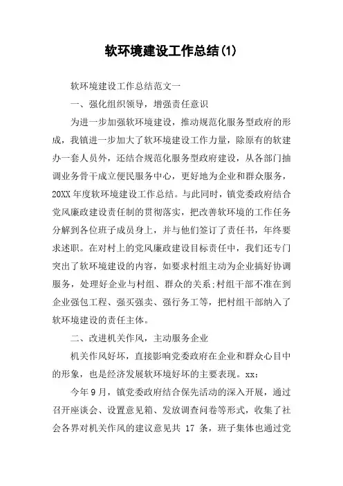 软环境建设工作总结(1)