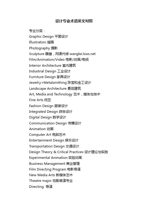 设计专业术语英文对照